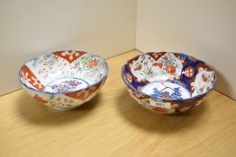 Two late 19th/early 20th Century Japanese Imari bowls, having scalloped outlines, the largest has