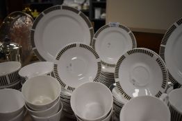 A Royal Osborne 'Caprice' pattern part dinner service having black and grey stylised design (65