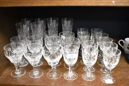 An assorted collection of Royal Brierley crystal glass drinking glasses, to include champagne flutes