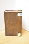 A Victorian leather bound Bible, a 'gift of Philip Late Lord Wharton', with metal embellishments