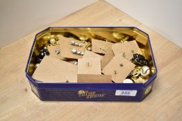 A selection of earrings, comprising clip on earrings and earrings for pierced ears, including studs,