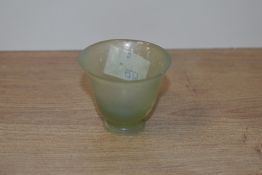 A Chinese jade sake cup, measuring 4.5cm high