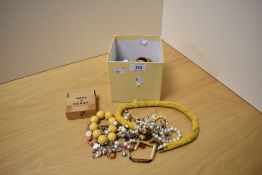 An assortment of costume jewellery, including beaded jewellery, statement necklaces, clip on