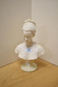 In the manner of Arnoldo Giannelli (19th/20th Century), an alabaster bust of a young woman, possibly