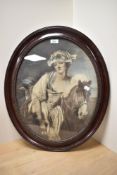 After Jean-Baptiste Greuze (1725-1805, French), coloured print, 'La Laitiere', framed and under
