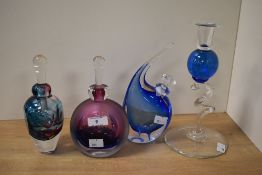 A late 20th Century Jane Charles studio glass scent bottle, signed to the underside and measuring