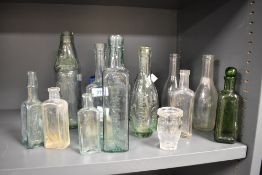 A Victorian codd-necked bottle for 'R.Whitehead of Wood Street, Lancaster', and a selection of other