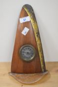 World War Interest - A bespoke mid-20th Century airplane propeller form mantel clock, the brass