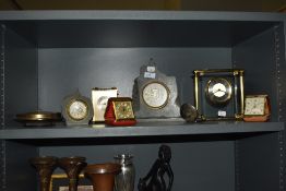 An assorted collection of vintage and other timepieces and clocks, to include two Mercedes slate