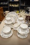 A mid-20th Century Duchess china tea set in the 'Tranquility' pattern, comprising teacups,