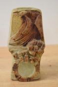 A mid-20th Century studio pottery vase of Troika style, of tapering form with Brutalist design,