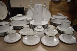 A German porcelain 'Thomas' white ceramic and silver lustre coffee and dinner set, six setting