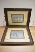 Two early 20th Century photographic prints of a wedding entourage, both framed, mounted, and under