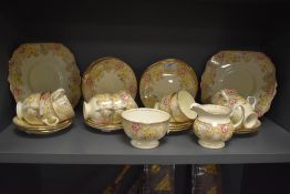 A mid-20th Century Collingwood china part tea service decorated with hand painted flower heads
