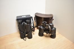 A pair of 1950s Ross Spectaross 8 x 40 binoculars, No. 37927, a pair of Tasco binoculars, and cases