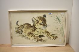 After Ralph Thompson (1913-2009, British), coloured lithograph, Tiger cub, framed and under glass,