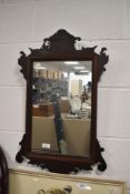An attractive 19th Century mahogany framed fretwork mirror, measuring 42cm x 66cm