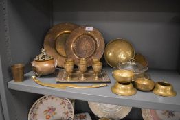 A late 19th Century copper Pot Pourri bowl of Art Nouveau design, measuring 13cm high, and a
