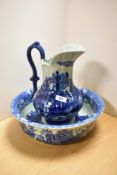 A 19th Century Victoria Ware Ironstone jug and bowl set, stamped to the underside, measuring 32cm