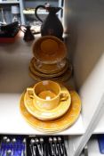 A small selection of mid-20th Century Portmeirion Totem patterned tableware including dinner and