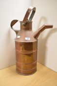 A 19th Century ribbed copper milk can, measuring 55cm high