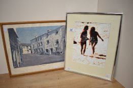 After John Cooke (1929-2018, British), a photographic print of two female bathers, signed to the
