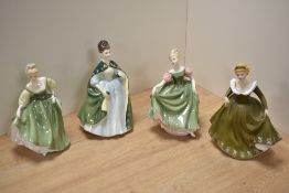 A group of four Royal Doulton bone china figurines, comprising Geraldine HN2348, Michelle HN2234,