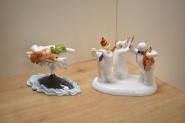 Two Coalport Characters 'The Snowman' limited edition figure groups, comprising All Together Now