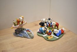 Two Royal Doulton bone china 'Rupert' figure groups, comprising Rupert's Toy Railway, RB1 241/2500