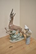 A Lladro porcelain Gazelle study, 5271, modelled leaping over foliage, printed marks to underside