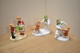 A group of three Coalport Characters 'The Snowman' figure groups, comprising Thanks Mum! 775/2000