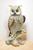 A large and impressive Capo Di Monte limited edition porcelain owl study, by Bihdi, modelled perched