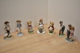 A group of five Royal Osborne porcelain 'Childhood Memories' hand-painted figures and figurines,