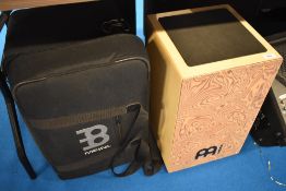 A Meinl Cajon, having burr front , with original carry case