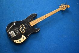 A vintage Squier by Fender Precision bass, serial number JV22498, with later modifications including