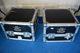 Two flight cases, very nice condition with some internal fittings, exterior dimensions approx. 50