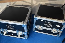 Two flight cases, very nice condition with some internal fittings, exterior dimensions approx. 50