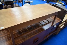 A vintage coffee table with spindle undertier, approx. 107 x 41cm