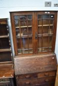 A 19th Century oak bureau bookcase