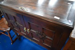A vintage oak hifi or similar cabinet