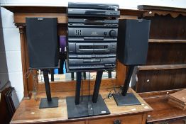 A Sony stereo system and speakers