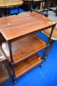 A Victorian mahogany whatnot/etage with lower drawer, dimensions approx. 61 x 40 x 96cm
