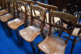 A set of five 19th Century rail back kitchen chairs