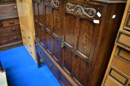 An early 20th Century Jacobean style side/drinks cabinet , dimensions approx. W122 H138cm