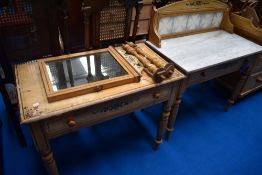 A Victorian Aesthetic washstand and dressing table having scumbled and painted decoration