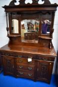 A Victorian mahogany mirror back sideboard, width approx. 150cm