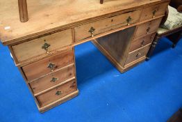 A 19th Century stripped pine pedestal desk