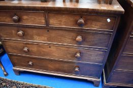 A 19th Century mahogany chest of over three drawers, dimensions approx. W110 D53 H98cm