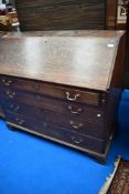 A 19hh Century oak bureau, width approx 116cm