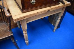 A traditional stripped pine small kitchen or breakfast table, approx. 91 x 64cm